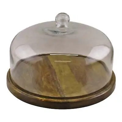 Mango Wood Cake Stand With Glass Dome • £48.08