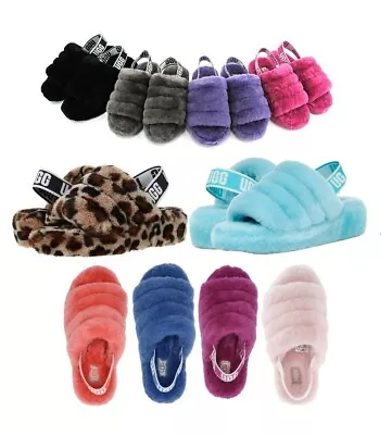 New UGG Soft Fluff Yeah Slide Slippers Women's Shoes Sandal Black Pink Chestnut • $62.39