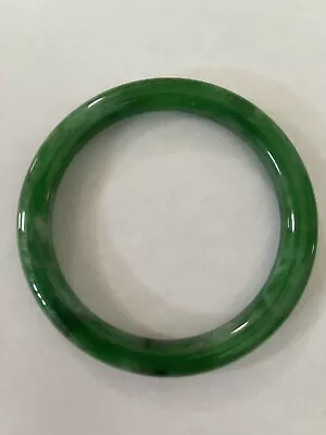 Vintage Translucent Natural Green Jadeite Jade Bangle Bracelet 62MM ID. • $250