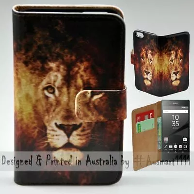 For Sony Xperia Series - Lion Illustration Print Wallet Mobile Phone Case Cover • $13.98