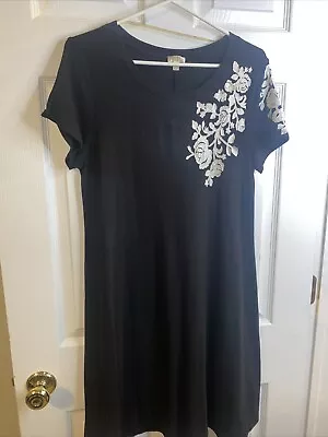 Spence Black Short Sleeve Tshirt Dress Size Large 1557 • $6