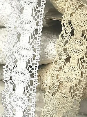 40-45 Mm. Cream Or White Vintage-style Cotton Crochet Cluny Lace Trimming/edge • £3.20