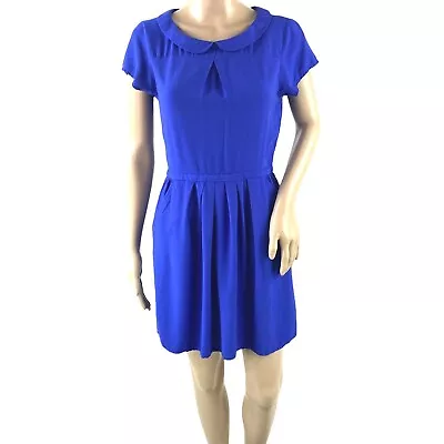 J Crew Women's Royal Blue Peter Pan Collar Elastic Waist Dress Sz 4 • $19.99