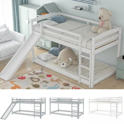 £214.99 • Buy 3ft Single Bunk Beds Pine Wood Kids Furniture Bed Frame High Sleeper With Slide
