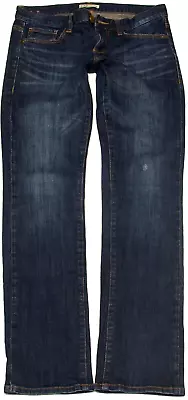 CAbi Distressed Straight Leg Jeans Dark Wash Blue Denim Size 6 (33x33) • $25.99