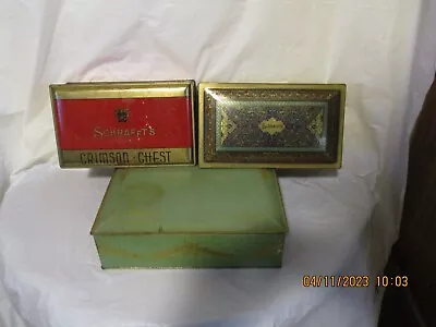 Vintage Lot Of 3 Tin Metal Candy Boxes Hinged Lids 2 Schraffts 1 Mrs. Stevens • $49.99