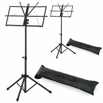 2-Stands Adjustable Folding Music Stand Black With Bag Black Guitar Play • $19.95