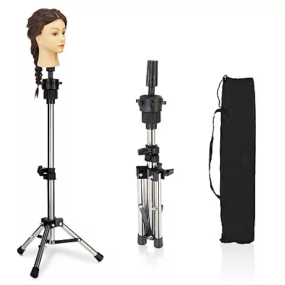 Adjustable Training Head Stand Mannequin Tripod Holder For Salon Hairdressing • £10.39