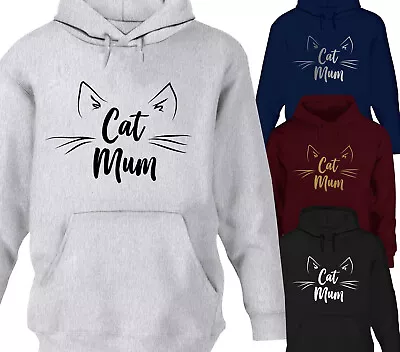 Womens Cat Mum Hoodie Mom Mother Cute Fur Baby Lover Hoody Ladies Shirt Gift • £19.99