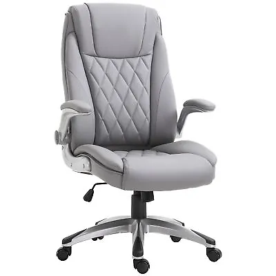 Vinsetto High Back Executive Office Chair Home Swivel PU Leather Chair Grey • £115.99