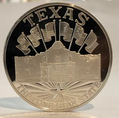Franklin Mint Texas Sterling Silver Art Round Alamo 6 Flags Longhorn Oil Scene • $65.99