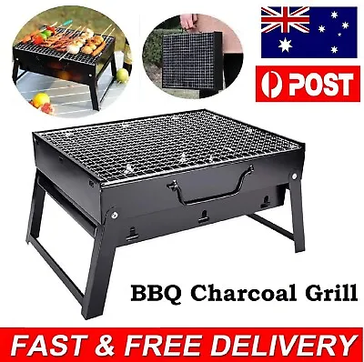 Charcoal BBQ Grill Portable Smoker Barbecue Outdoor Foldable Camping Fire Pit AU • $23.99