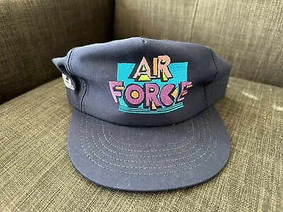 Vintage 1980s / 1990s AIR FORCE Hat Cap Snapback Cartoon Font US Military Retro • $35