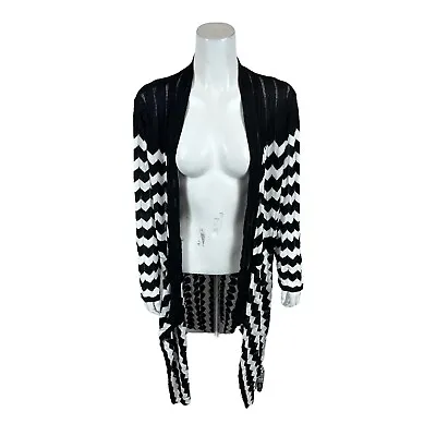 Attitudes By Renee Knit Draped Front Maxi Cardigan Black 1X Size • $25