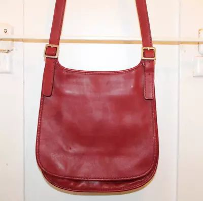 COACH Hippie Slim Saddle Crossbody Bag Red Leather Vintage USA #9135 • $94.90