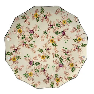 Mikori Ware Plate Vintage 10.75” Japan Hand Painted Floral Asian With 4 Holes • $14.24