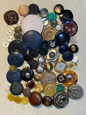 Vintage Antique Buttons Lot. Mixed Celluloid. Bakelite. Glass. China. Beaded… • $14.25