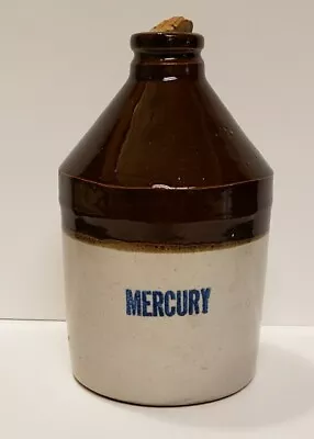 Antique #5 Mercury Stoneware Jug Crock Dental EMPTY Medicine Bottle • $35