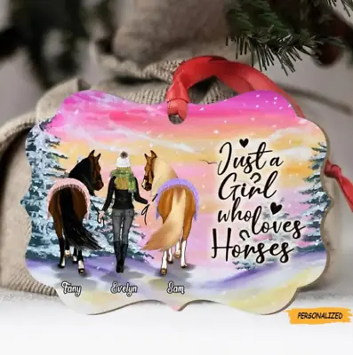 Personalized Custom Horse Girl Ceramic Ornament Christmas Gift Decoration • £16.53