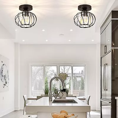 Crystal Ceiling Lights E27 Semi Flush Chandeliers Indoor Light For Bedroom • £19.99