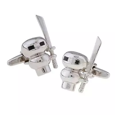 NINJA CUFFLINKS Cute Space Robot Ninja Warrior With Sword NEW W GIFT BAG • $14.95