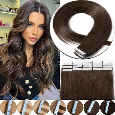 Tape In Hair Extensions Human Hair Tape In Extension Full Shine 16 18 20 22 Inch • $35.25