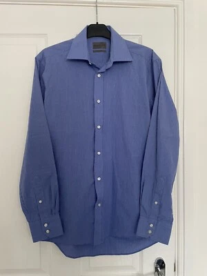£4.99 • Buy De Havilland J Mens Blue White Check Non Iron Collared Shirt Size 38 Collar 15”