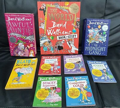 David Walliams Book Bundle X9 Book Of Stuff Awful Auntie Blob Midnight Gang • £9.99