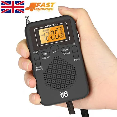 Portable Mini Pocket Travel AM FM Radio Battery Powered Built-in Speaker Stereo • £10.99