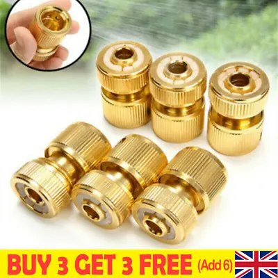 1/2'' Garden Brass Hose Connector Watering Water Hose Pipe Tap Adaptor Fitting ~ • £2.66