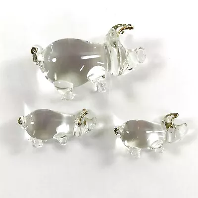 Clear Glass Mini Pig Family Miniature Piglet Figurines Pig Lover Gift • $9.97