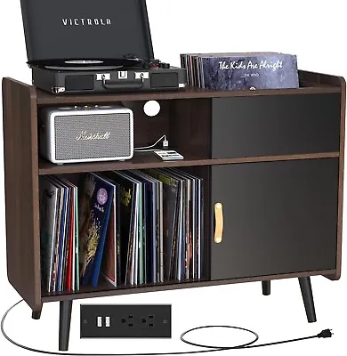 Mid Century Record Player Stand 350 Vinyl Record Storage Cabinet Turntable Desk • $161.59