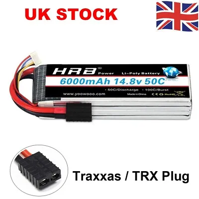 HRB 4S 6000mAh TRX 50C 14.8V LiPo Battery For RC Helicopter Car Drone Boat Losi • £58.99