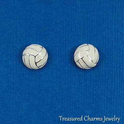 Volleyball Earrings - Silver Post Stud Earrings - Sports Jewelry Gift NEW • $13.95
