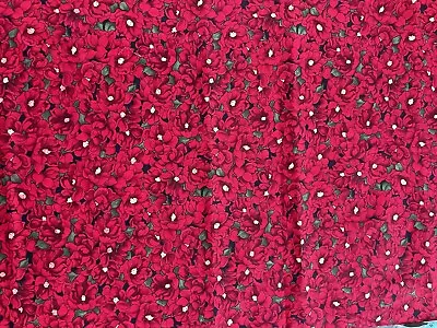 VTG  Holiday Christmas Moda Debbie Poinsettia Fabric Quilt Cotton 1/2 Yd X 44” • $3.75