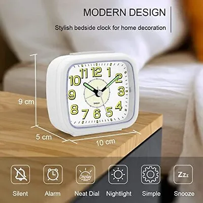 £13.19 • Buy Pilmoux Alarm Clocks Bedside Non Ticking Battery Powered Silent Luminous Clock
