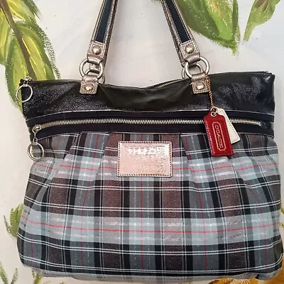 Coach Poppy Large Limited Edition Tartan Plaid Glam Tote - Purse Adorable! • $72