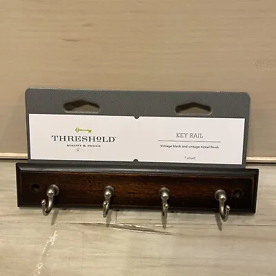 Brand New Threshold 4 Key Hook Key Rail 8 3/4  Vintage Black And Nickel Finish • $11.99