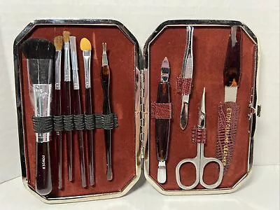 Vintage 10pc Manicure Set By ETON In Burgundy Case - NEW In Box • $10