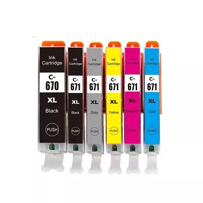 6x Generic PGI 670xl CLI 671xl Ink For Canon Pixma MG5760 MG5765 MG6860 TS5060 • $11.80