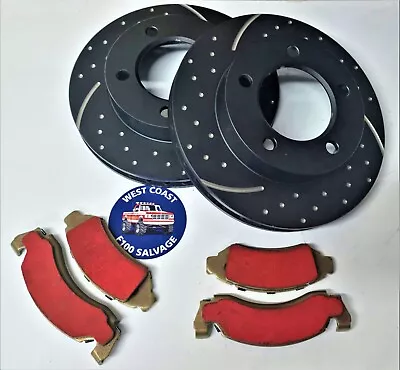 Ford F100 F150 Bronco 4wd Disc Brake Rotor + Pad Kit Pair 4x4 Sloted 75-92 • $377