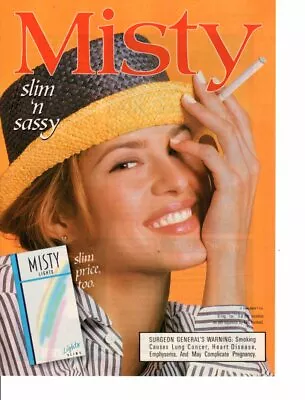 Vintage Print Ad Tobacco Cigarette Advertisement MISTY Lights Slim And Sassy 96 • $9.95