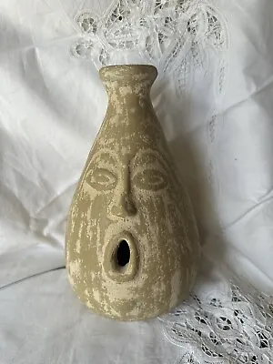 Vintage  10.5” Terra Cotta Face Vase-signed • $50