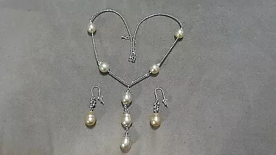 NWOT Ruelala SS 11 Mm Golden South Sea Pearl 16  Y Necklace & Earring Set—RARE!! • $161.99