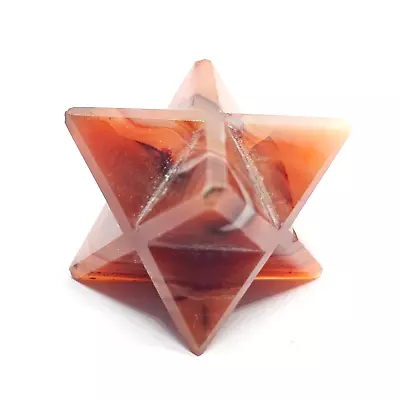 Carnelian Merkaba Star Crystal Stone Joy Happiness Carved Geometry Star Chakra • £5.75