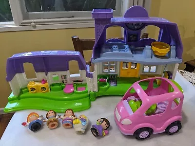 Little People HAPPY SOUNDS Talking DOLLHOUSE Talking CAR Family Baby FIGURES LOT • $34.99