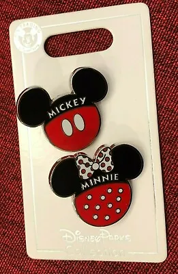 Disney Pin 119299 Set Of 2 Mickey Minnie Mouse Ear Icons Lot Couple Love Bow • $14.99