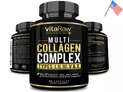 Collagen Peptides Pills 1800mg Hydrolyzed Collagen Capsules (Types IIIIIIVX) • $10.44