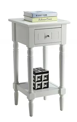 Small White End Table Chairside Shelf Storage Side Sofa Accent Furniture Wood • $119.99