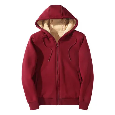 Mens Fleece Fur   Hooded Jacket Coat Zip Warm Hoodie Sweatshirt S-8XL# • $8.02